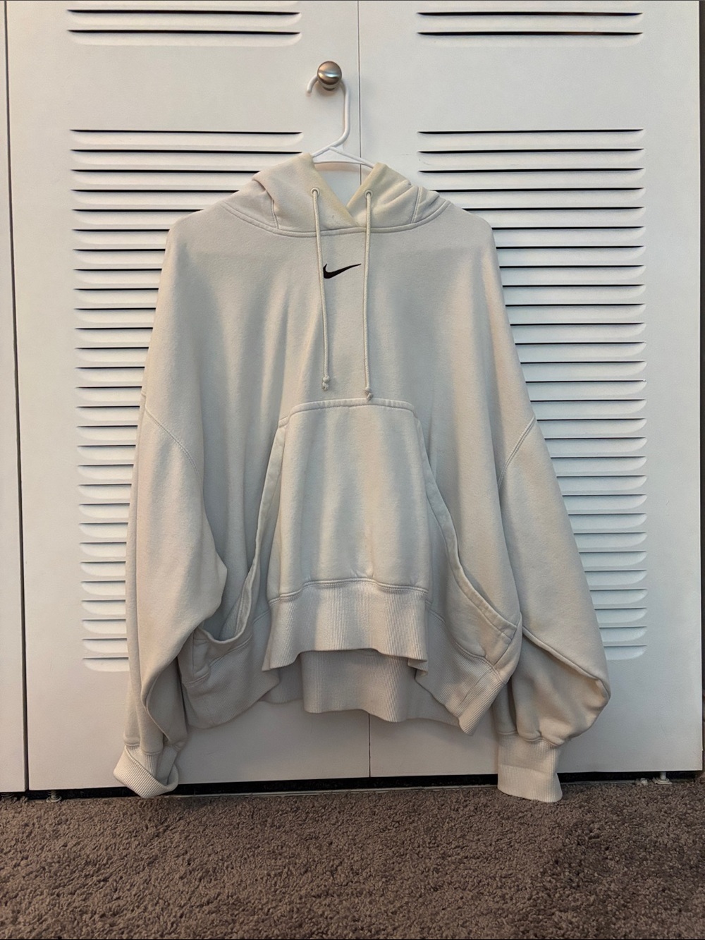 White Nike Hoodie with center check